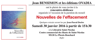 Nouvelles de l’effacement - Jean Bensimon